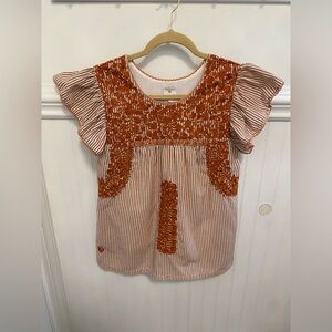 Women's Rust and White Blouse